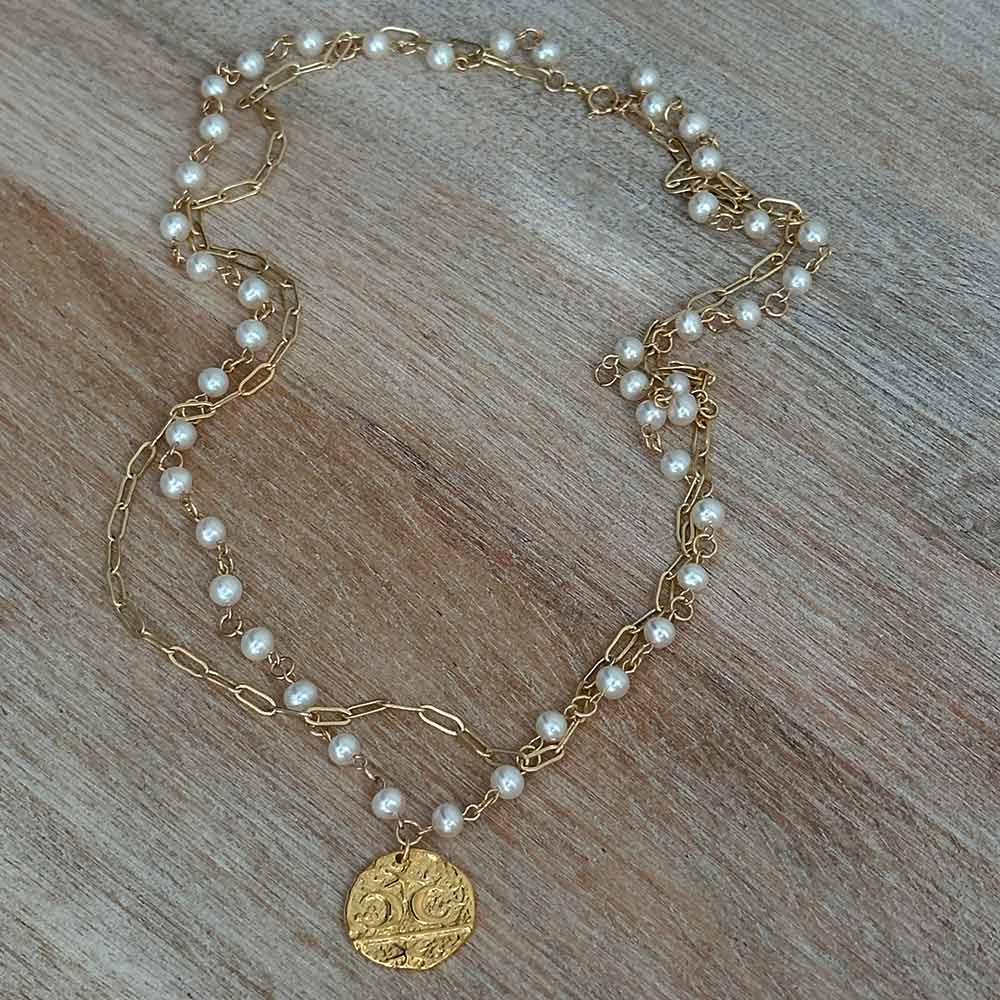 alt="Vermeil Moon & Stars Coin Pendant Necklace"