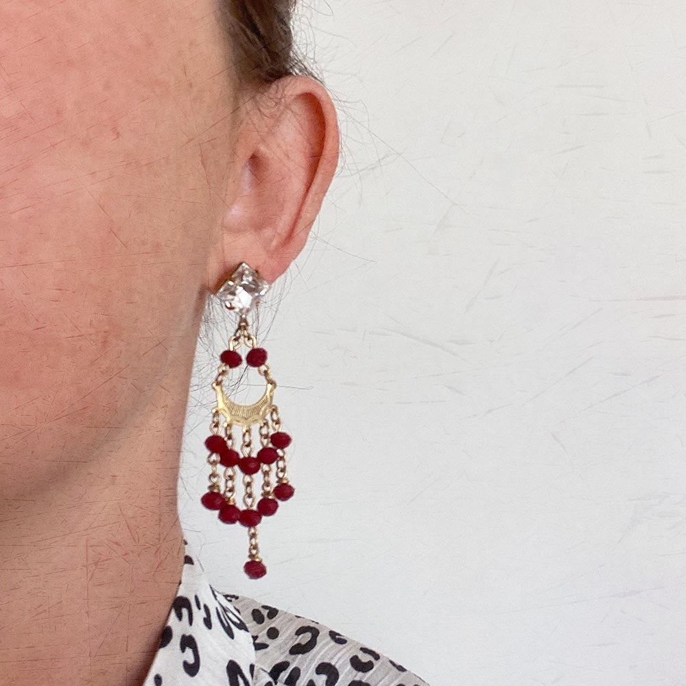 alt="Swarovski Crystal, Ruby Jewelry Earrings"