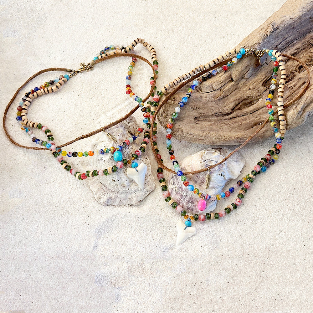 Shark Tooth Pendant Necklace – Resin Tooth On Wax Rope, Adjustable, Surfer Style For Men & Women