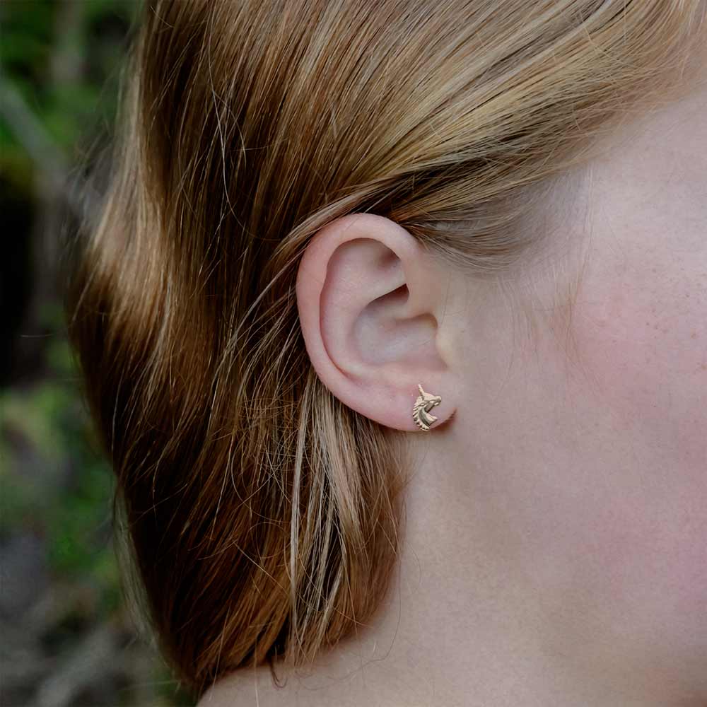 14kt Yellow Gold Unicorn Stud Earrings Solstice – Jewelry