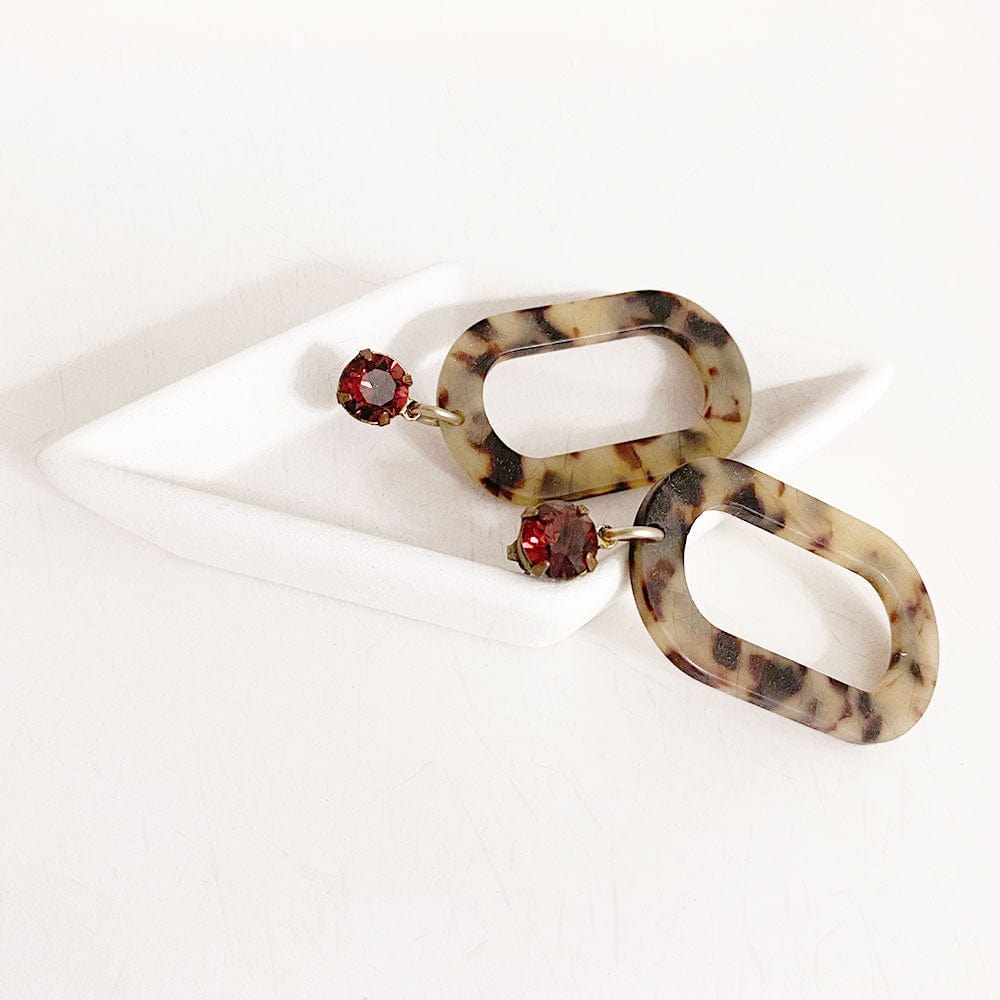 alt="E.B. Jewelry Studio Women's Handcrafted Red Swarovski Tortoise Shell Lightweight Maya Dangle Earrings"