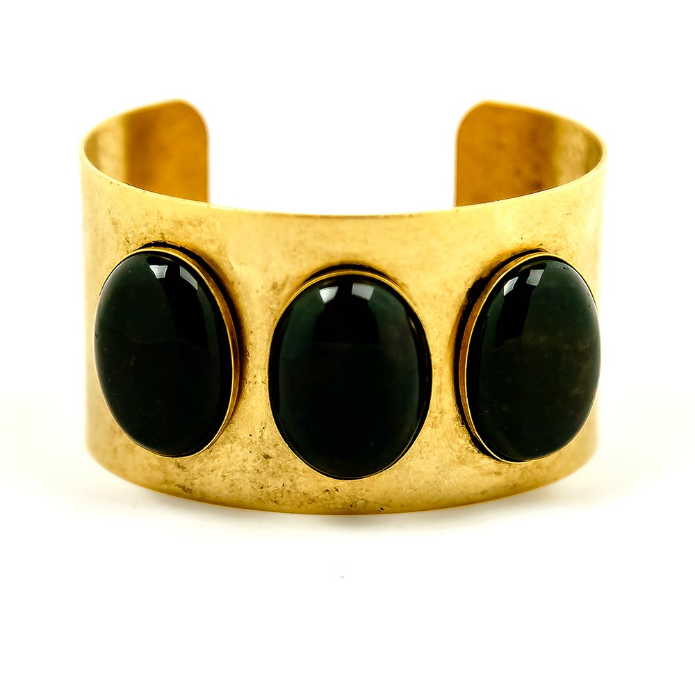 alt="Bloodstone Gemstone Gold Cuff Bracelet"