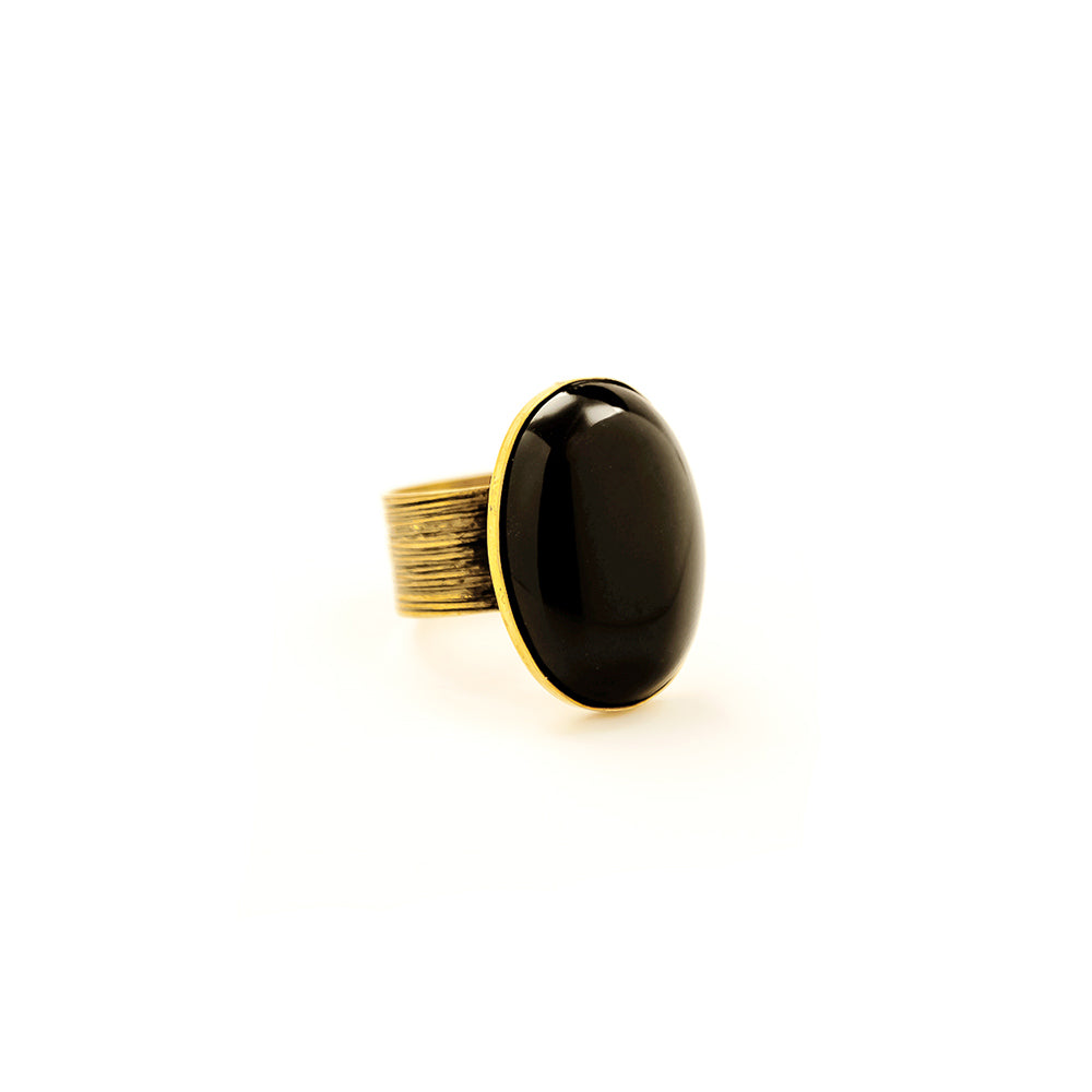 alt="Oval Gemstone Adjustable Cocktail Ring"
