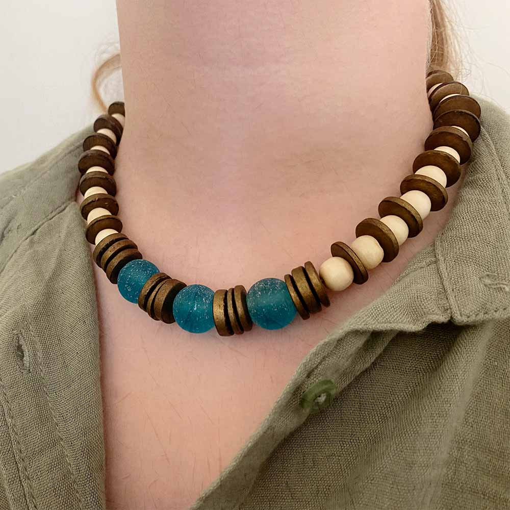 eb jewelry studio women s handcrafted african blue glass aponi tribal necklace 1000