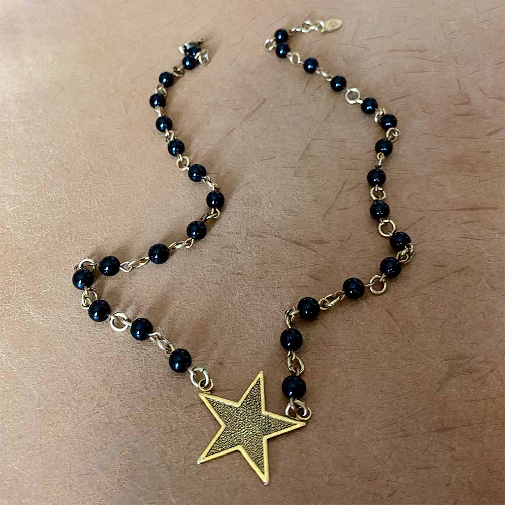 alt="Black Onyx Star Pendant Necklace"