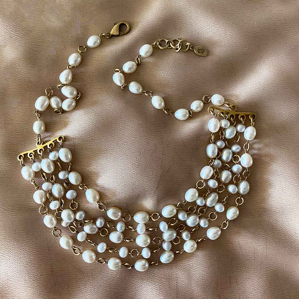alt="Multi-Strand Freshwater Pearl Necklace"